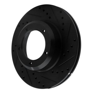 Land Rover Defender Brake Rotor (1) - Front Right - R1 Concepts - Drilled & Slotted - Black - `90-`16